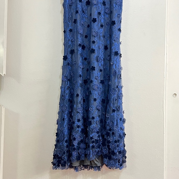 Mac Duggal 67712 Floral Applique Flutter Sleeve Beaded Waist Gown - Picture 7 of 12